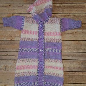 NEW Hand Knit Baby Girl Infant Bunting Sz 0-3 M